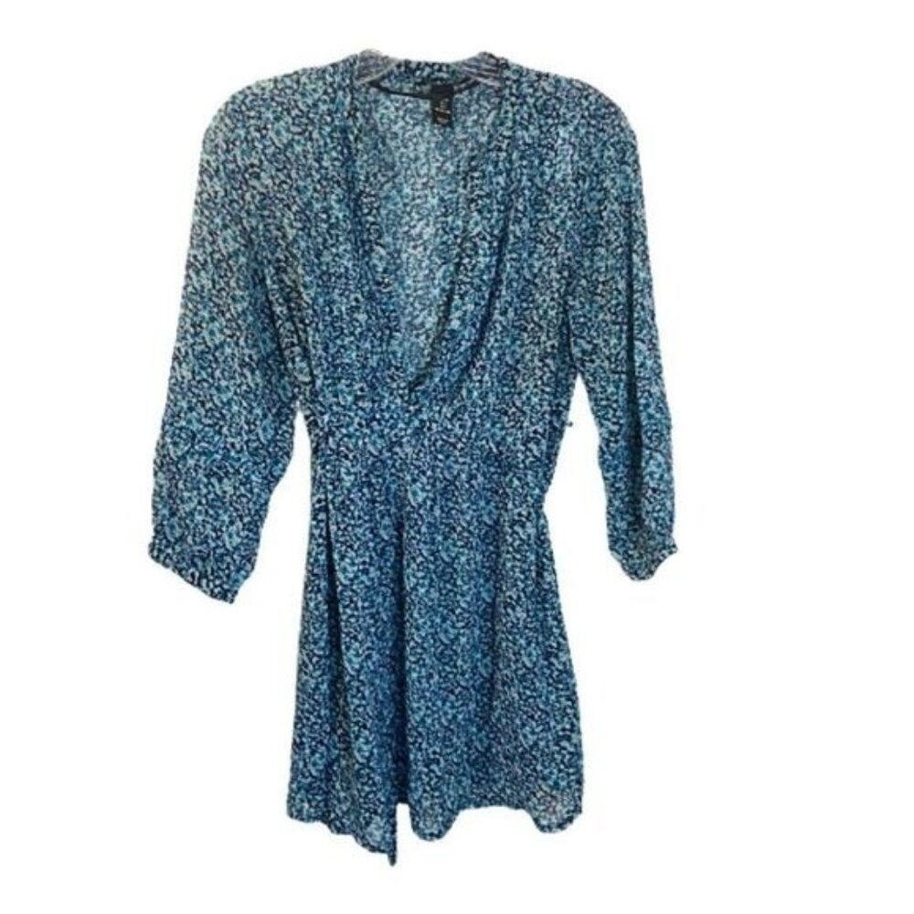 H&M Women‘s Dresses Long Sleeves Short Mini Dress V Neck‎ Tie Waist Dress